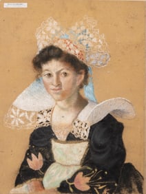 Georges Manzana Pissarro Pastel Portrait Painting of a Young Woman, circa 1920's