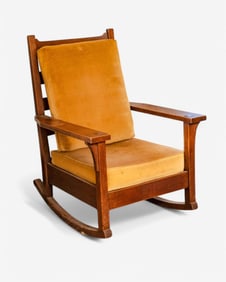 Gustav Stickley Signed Mission Oak Rocking Chair, Early 20th Century