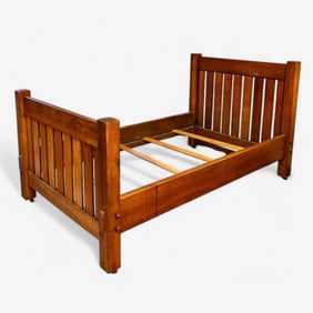 Gustav Stickley Signed Mission Oak Bed, Early 20th Century