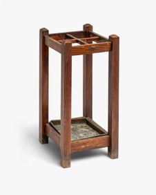 Arts and Crafts Mission Oak Umbrella Stand by Salmon, Clunie & Walmer, Brooklyn NY, circa 1905