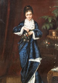 Mystery Artist American School Oil on Canvas Painting, Late 19th C. 35 x 27 inches