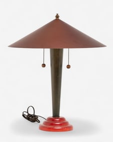 Mid-Century Modern Scandinavian Copper and Wood Table Lamp, 1950s