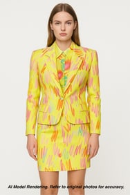 Gianni Versace Couture S/S 1996 Neon Yellow Spray Paint Print Ensemble