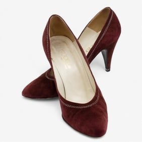 Gucci Oxblood Maroon Suede Pointed-Toe Pumps