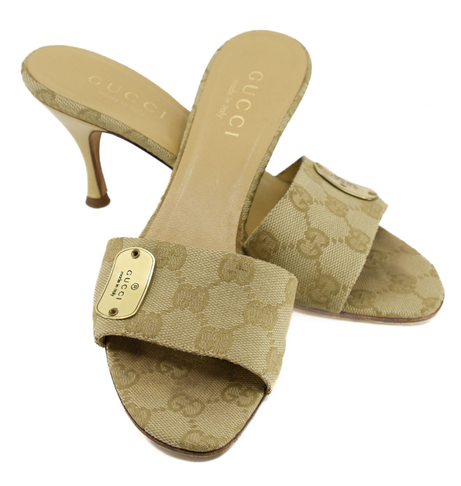 GUCCI Monogram GG Canvas Kitten Heels (1 of 8)