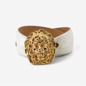 Avanti Leather Medusa Gold Buckle Belt Plus Size Designer Fashion Accessory