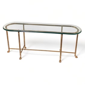 Custom Made Bronze Finish Brass Glass Topped Table