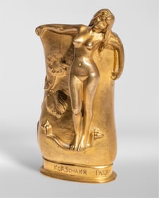 Gilded Art Nouveau Figural Pitcher Signed Korschann Paris