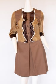 CHLOÉ Secretary Dress, Ruffled Front, Earth Tones, Summer / Spring 2007
