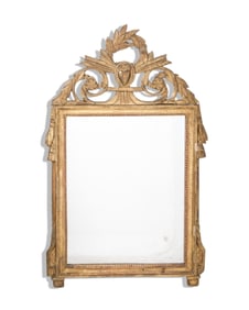 Louis XVI Carved Giltwood Pediment Antique Dressing Mirror, Late 18th Century