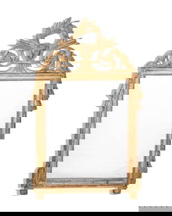 Louis XVI Carved Giltwood Pediment Antique Dressing Mirror, Late 18th Century: Keywords: Louis XVI, antique mirror, French period furniture, 18th century decor, giltwood, pediment mirror, neoclassical design, carved gilt, ornate frame, European antiques, classical interior, dres