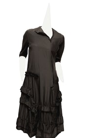 Comme des Garçons Black Silk Tiered Ruffle Dress
