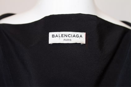 Balenciaga Paris Vintage 3/4 Sleeve Black Blouse with Back Detail