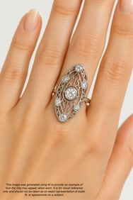 Platinum Art Deco Diamond Ring, Circa 1930 approx 2 carats