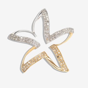 Signed John C. Rinker 14K Gold Star Pendant with Diamonds