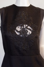 Gianfranco Ferré Black Striped Sleeveless Dress with Sheer Crest