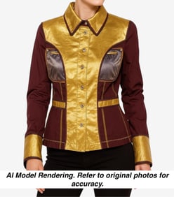Gianfranco Ferré Metallic Western Shirt in Maroon and Gold