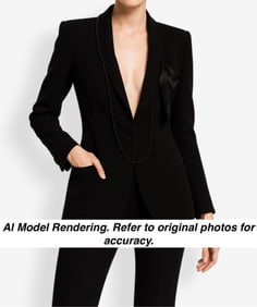 Jean Paul Gaultier Femme Black Blazer with Necklace and Bow Detail