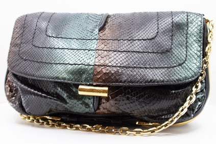 Jimmy Choo Multicolor Python Shoulder Bag with Chain Strap