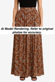 Joaquin Perez Valette Pleated Silk Paisley Skirt
