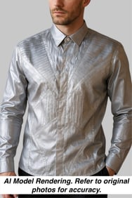 Dior Homme Pleated Origami Style Metallic Silver Mens Shirt
