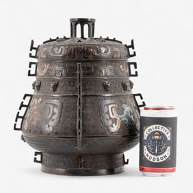 Chinese Cloisonné and Bronze Covered 12" Incense Burner with Mark, 19th Century