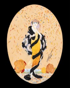 Erte Hand-Signed Original Watercolor Theater Costume Drawing, Early 20th Century
