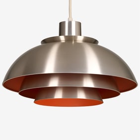 Vintage Danish Copper Finish Hanging Pendant Chandelier, 20th Century
