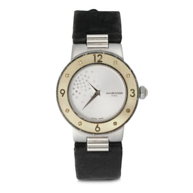 Mauboussin “Le Jour Se Lève" Stainless Wristwatch with Leather Strap and Box, No. 4813