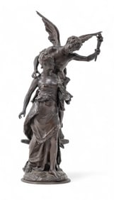 Mathurin Moreau Tall Signed "Allegory of Victory" Antique Bronze Sculpture