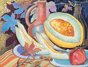 Alexander Knysh Signed School Oil Painting, Still Life with Melon, 2010