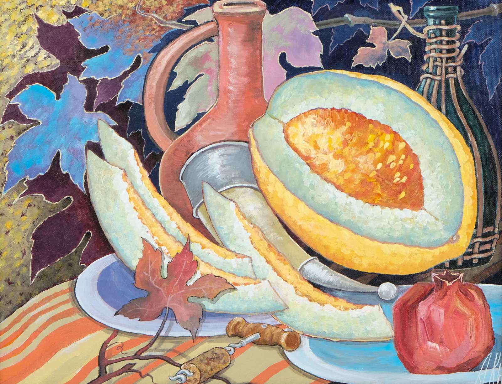 Alexander Knysh Signed School Oil Painting, Still Life with Melon, 2010 (1 of 8)