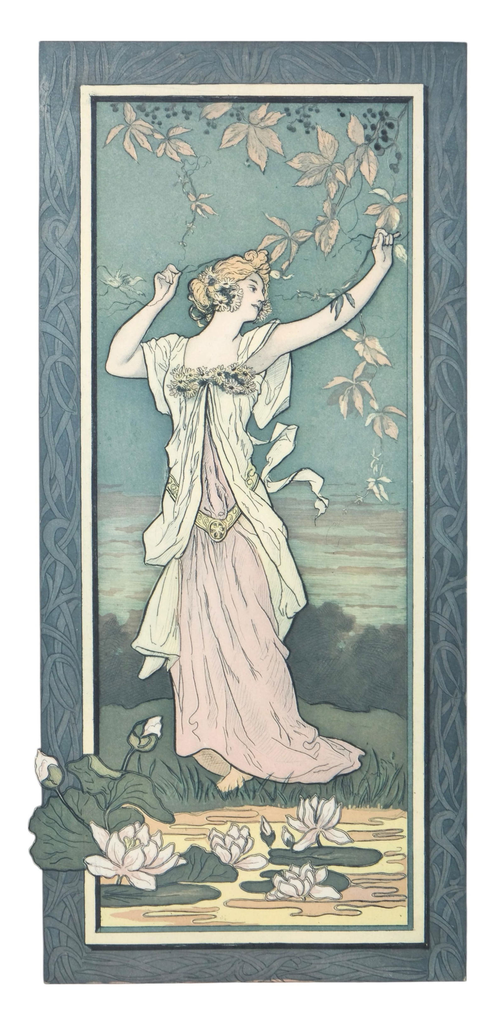 Art Nouveau Color Engraving, "Spring" After Alphonse Mucha, Circa 1900 (1 of 5)