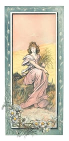Art Nouveau Color Engraving, "Summer" After Alphonse Mucha, Circa 1900