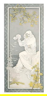 Art Nouveau Color Engraving, "Winter" After Alphonse Mucha, Circa 1900: Keywords: Alphonse Mucha Style, decorative art, circa 1900, allegorical figure, floral motif, Jugendstil, French schoolArt Nouveau color panel engraving "Winter" After Alphonse Mucha, circa 1900. Depi