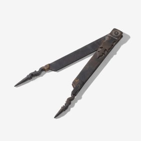 Partially Gilded Iron Compass, 18th Century