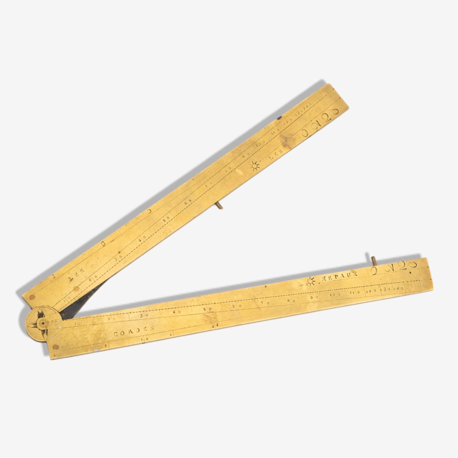 Antique Engraved Brass Folding Royal Measure, “King’s Foot (1 of 11)