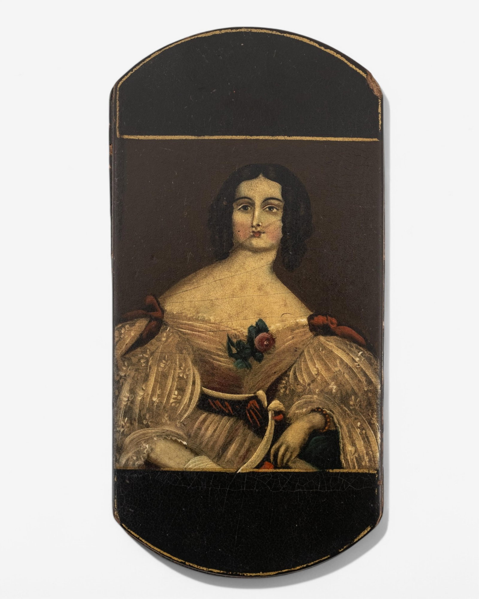 19th Century Papier-Mache Cigar Case Portrait of a Woman Lacquered painting (1 of 8)