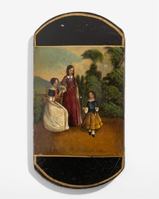 19th Century Papier-Mache Cigar Case The Skipping Rope Painting