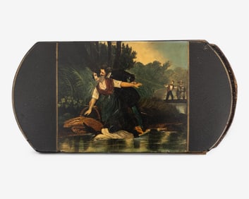 19th Century Papier-Mache Cigar Case Lovers at the Washhouse Painting