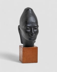 Contemporary Modern French sculpture Interpretation of ancient Khymer Sculpture form.