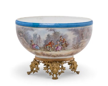 Sevres Style Antique Centerpiece, Hand Painted Artist Signed