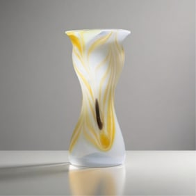 Signed Tiffany Style Art Glass Vase, Early 20th Century