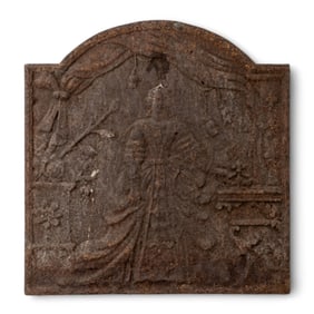 Louis XIV Period French Cast-Iron Fireback with Relief of a Noblewoman ca. 1700