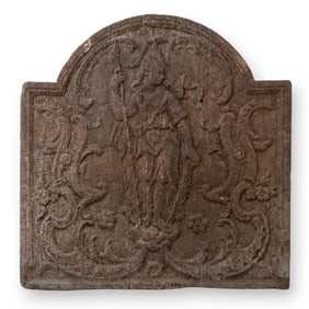 Cast-iron Fireback Featuring a Relief of a Standing Warrior, 17th or 18th Century