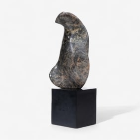 Signed Debra Schaffer Abstract Marble Sculpture on Wood Base