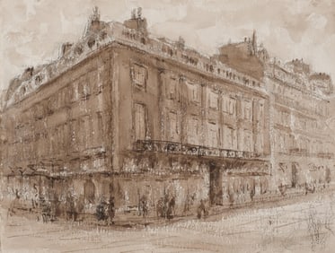 Gilbert Louis Bellan (1868–c.1935), “Hôtel du 1 Quai Voltaire," Signed Ink Wash Drawings (6)