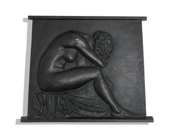 Henri Roussel, Weeping Woman, Signed Art Nouveau–Deco Bronze Relief Plaque