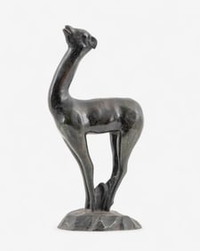 Sébastien Tamari, Chamois, Signed Art Deco Bronze Sculpture