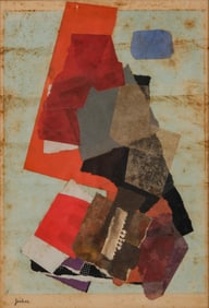 Hans Gerber, Signed Abstract Collage, Circa 1930–1950
